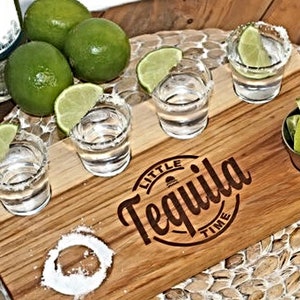 Custom Tequila Shot Flight Board | Shot Serving Board with Salt Ring | Large Shot Tray | Tequila Shot Flight | Tequila Serving Tray