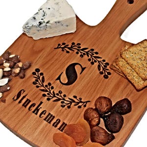 Personalized Charcuterie Board | Cutting Board with Last Name | Engraved Wedding Gift | Hanging Bread Cheese Board