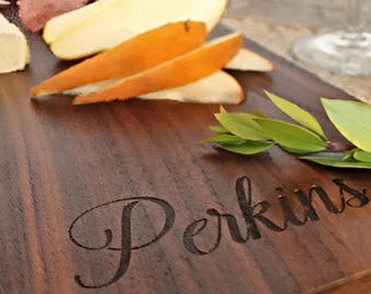 Personalized Walnut Charcuterie Board with Handle: Engraved Cheese Serving Tray