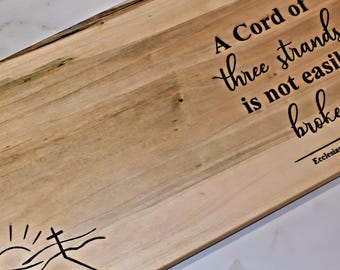 Serving Board Engraved with Bible Verse | Unique Wedding Gift | Eccl 4:12 A Cord of Three Strands