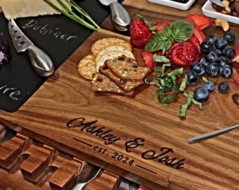 Elegant Charcuterie Board Set with Slate and Utensils, Wedding Gift, Bridal Shower Gift, Anniversary Gift, Birthday Gift, Mothers Day Gift