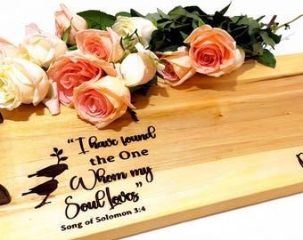 Personalized Large Serving Board with Handles | Custom Engraved Charcuterie Board | Rustic Cheese Board | Wedding Gift | Anniversary Gift
