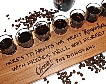 XL Custom Shot Tray Personalized, Universal Shot Flight, Wooden Shot Glass Holder Set, Engraved Shot Board for Parties, Wedding Gift