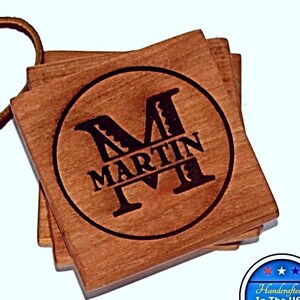 Monogram Wooden Coasters, Custom Coasters Set, Personalized Hostess Gift, Housewarming Gift