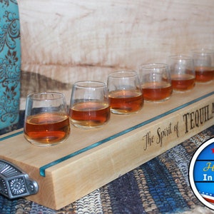 Premium Tequila Shot Tray Set Personalized, Top Shelf Tequila Flight, Personalized Tequila Tasting Flight, Custom Tequila Lovers Gift