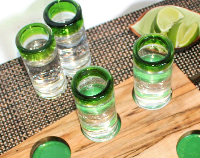 Green Tequila Glasses Tequila Shot Glasses Authentic Mexican Etsy