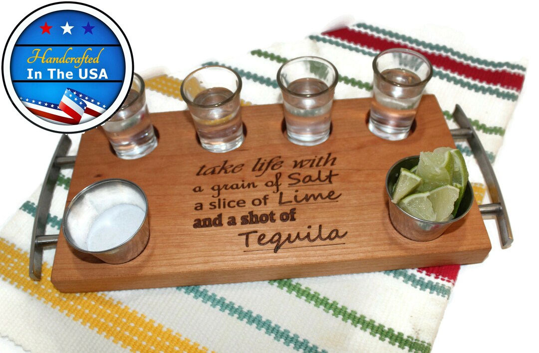 Shot Serving Board, Personalized Shot Flight, Fun Barware, Tequila