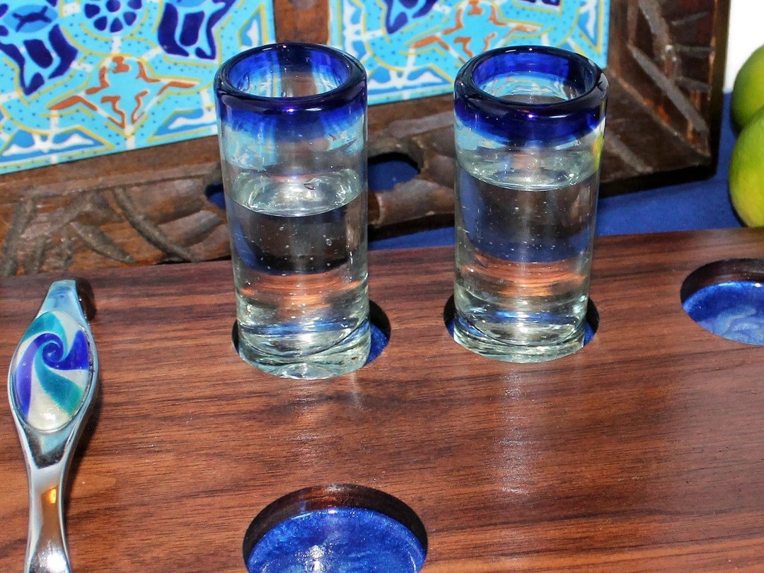 Blue Tequila Glasses, Tequila Shot Glasses, Authentic Mexican Tequila