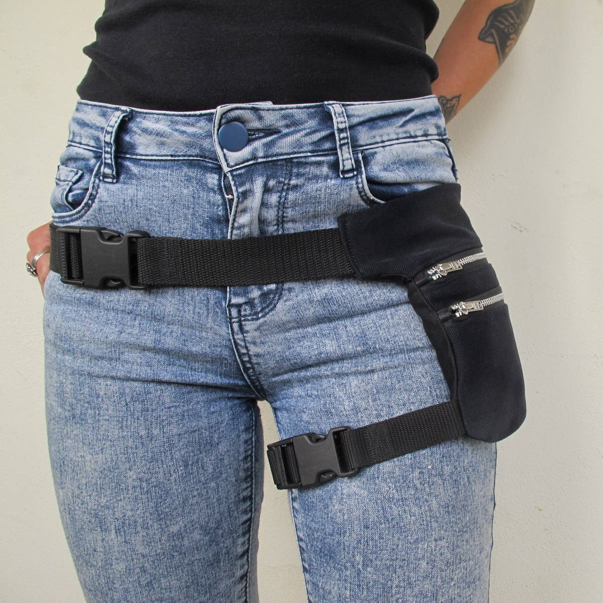 MARSUPIO COSCIALE PICCOLO in jeans nero / black leg holster Etsy