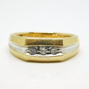 14K Yellow Gold Men&#39;s 3 Diamond Band Size 10 - X7651