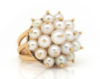 Pearl Vintage Cluster Ring in 14K Gold Size 5.25 - X5926