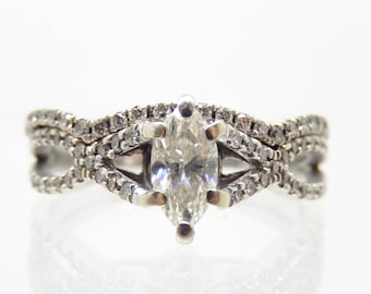 Estate 14K White Gold Marquise Diamond Bridal Set, Size 8 - X8936