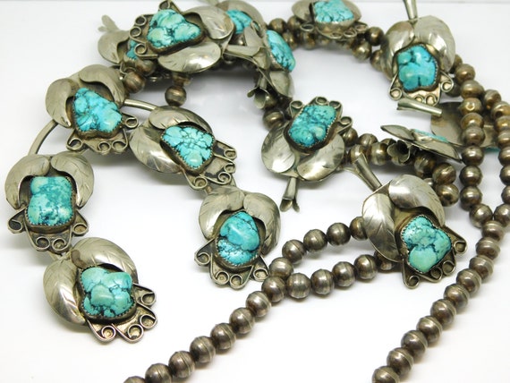 Turquoise Sun Longer Native American Navajo 34 Inch Sterling Silver Necklace Turquoise Sun Longer Native American Navajo 34 Inch Sterling Silver Necklace