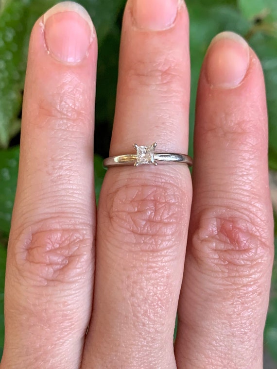 10K White Gold Ring With Princess Cut Diamond Sol… - image 6