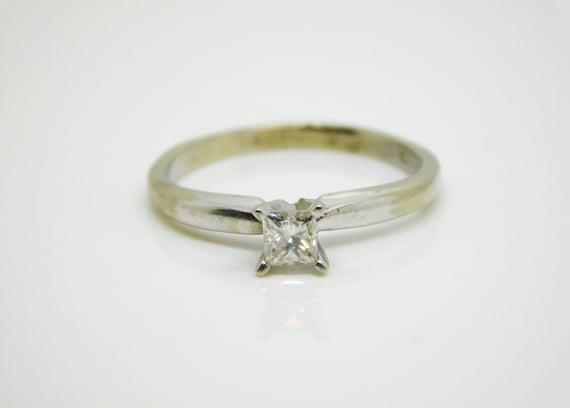 10K White Gold Ring With Princess Cut Diamond Sol… - image 1