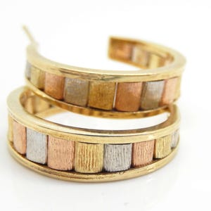 Vintage 14K Tri-Colored Gold Half Circle Earrings - X9271