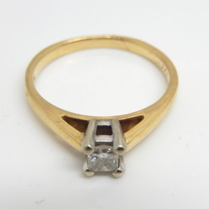 Vintage 10K Yellow Gold Princess Cut Diamond Solitaire Ring Size 6.75 X6052 image 5