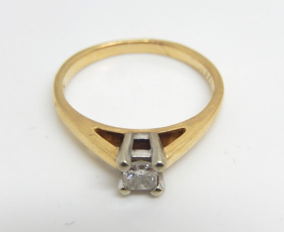 Vintage 10K Yellow Gold Princess Cut Diamond Soli… - image 5