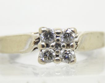 Vintage 10K White Gold Diamond Engagement Ring, Size 5 - X9191