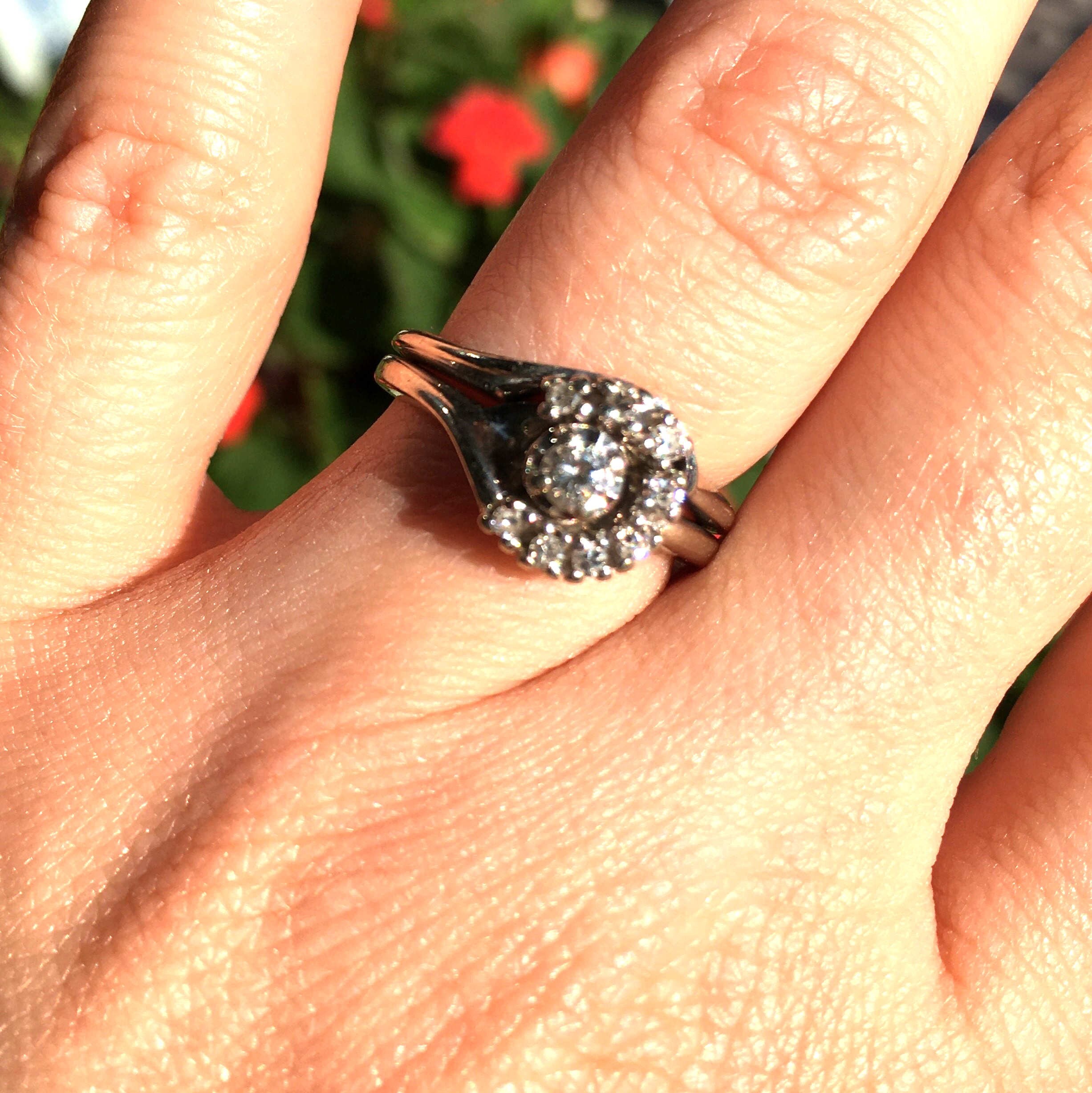 SPUR White Wedding 2012年1月号 Estate 14K White Gold Diamond Wedding Rings Set Size 5 1/2 - X6132