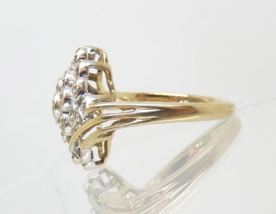 Vintage 10K Yellow Gold Diamond Bypass Ring, Size… - image 6