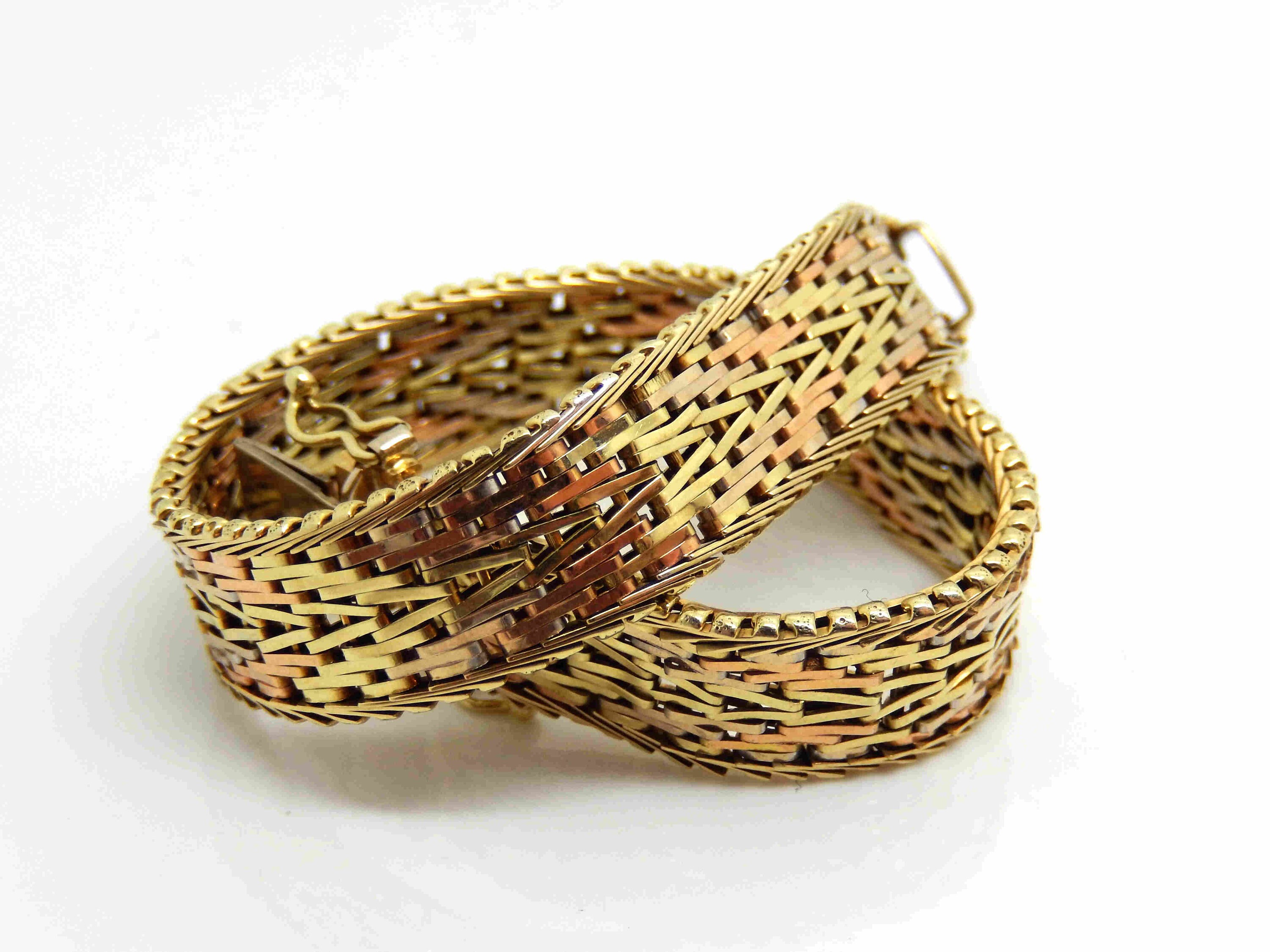Vintage 14K Tricolored Gold Italian Woven Mesh Bracelet Etsy