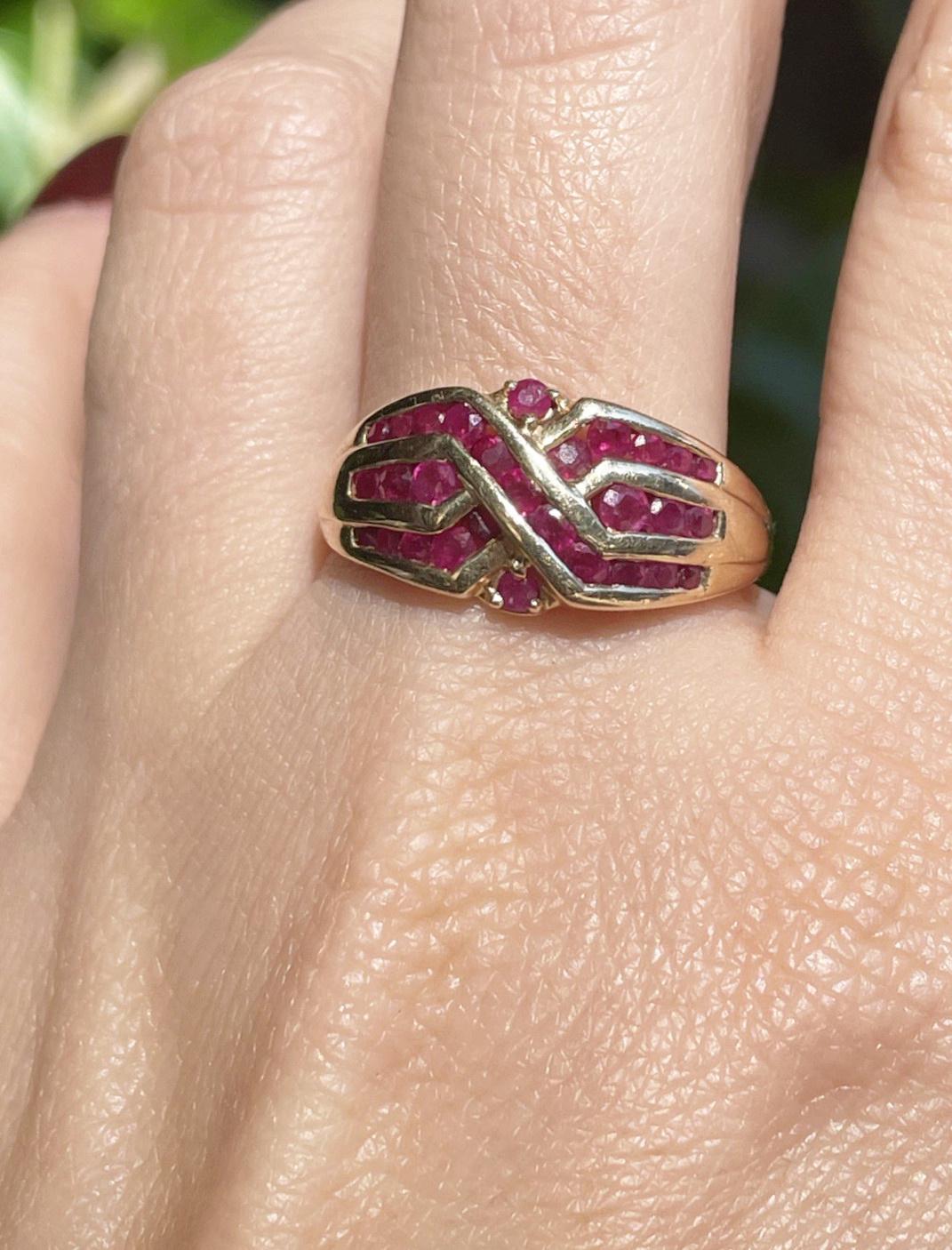 Vintage 10K Yellow Gold Ruby Statement Ring, Size 9 1/2 - X9634 - Etsy