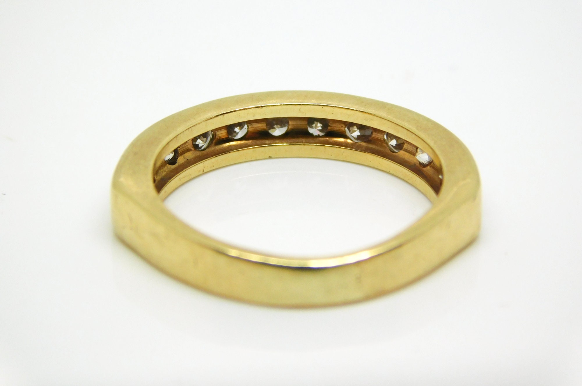 14k Yellow Gold Channel Set Band With 12 Diamonds With