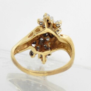 Vintage 10K Yellow Gold Diamond Cluster Ring Size 8 8053 image 4