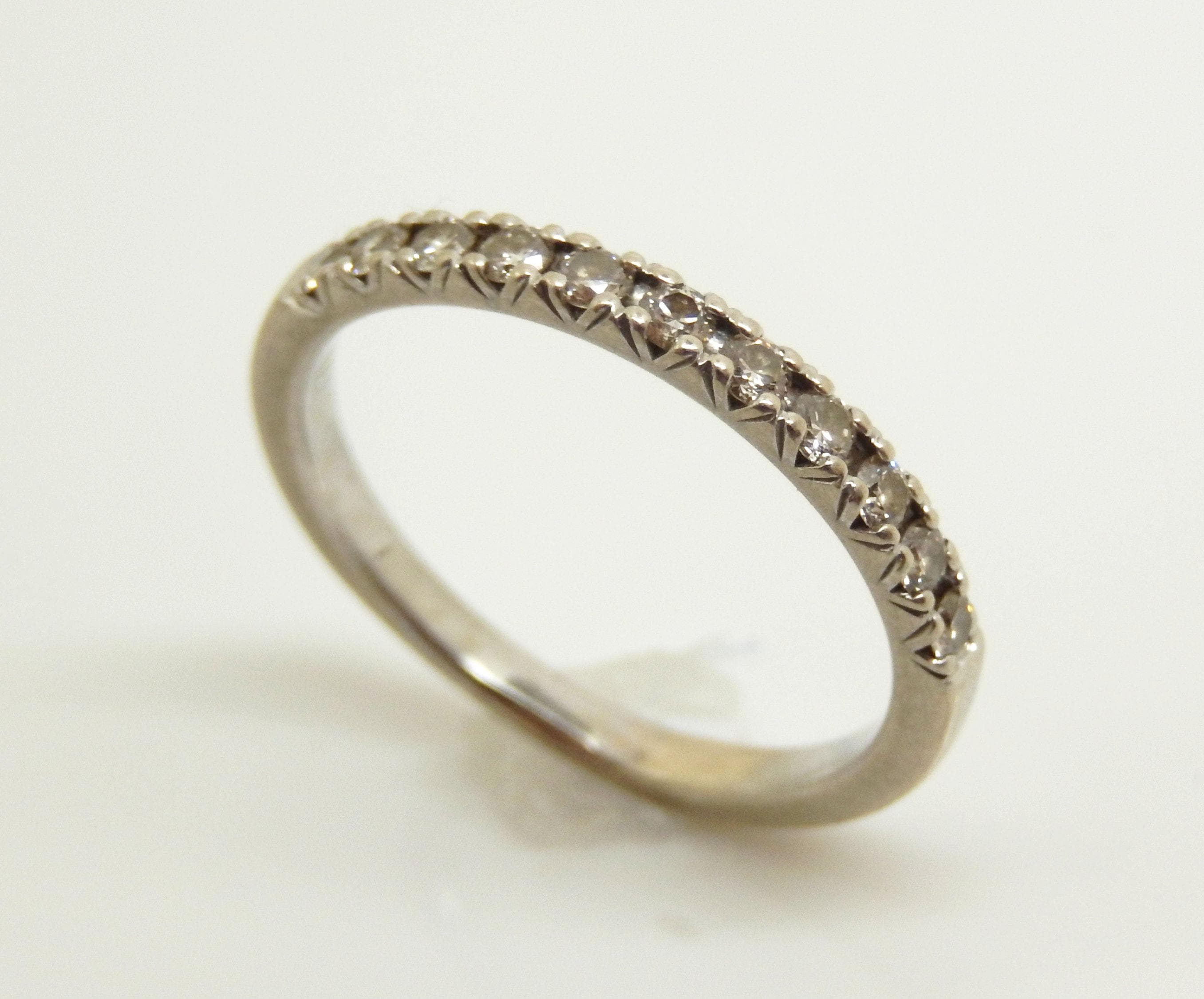 Estate 14K White Gold Diamond Wedding Band, Size 6 3/4 - X9509