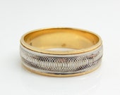 Estate 14K White Gold and Yellow Gold Ripple Band - X5198