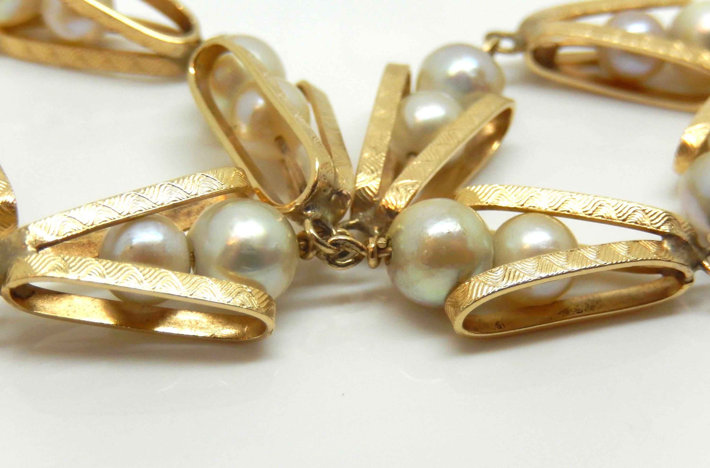 Vintage 14K Yellow Gold Pearl Bracelet X5962 Etsy