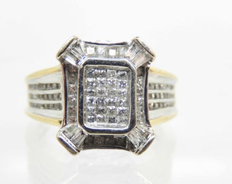 Estate 14K Yellow and White Gold Diamond Statement Ring, Size 6 3/4 - X8798