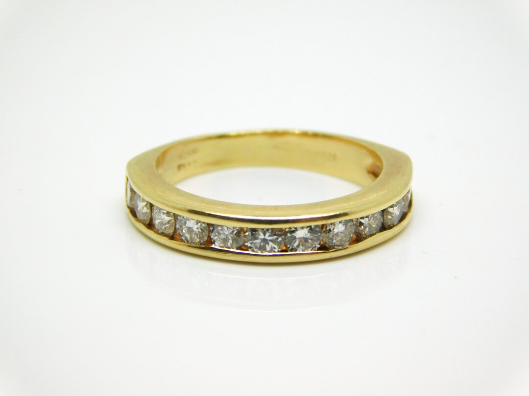 14k Yellow Gold Channel Set Band With 12 Diamonds With