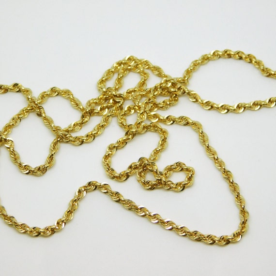 14K Yellow Gold 24" Rope Chain Necklace X7148 - image 4