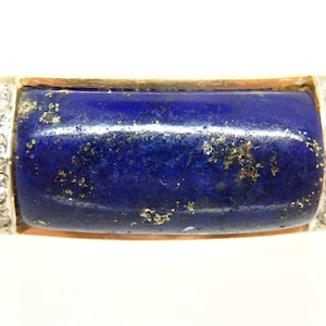Vintage MCM 14K Lapis Lazuli Diamond Statement Ring, Size 8 - X9434