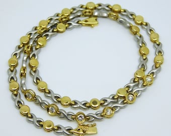 18K Yellow Gold And Platinum 17" Necklace With Diamonds Includes Appraisal X7265