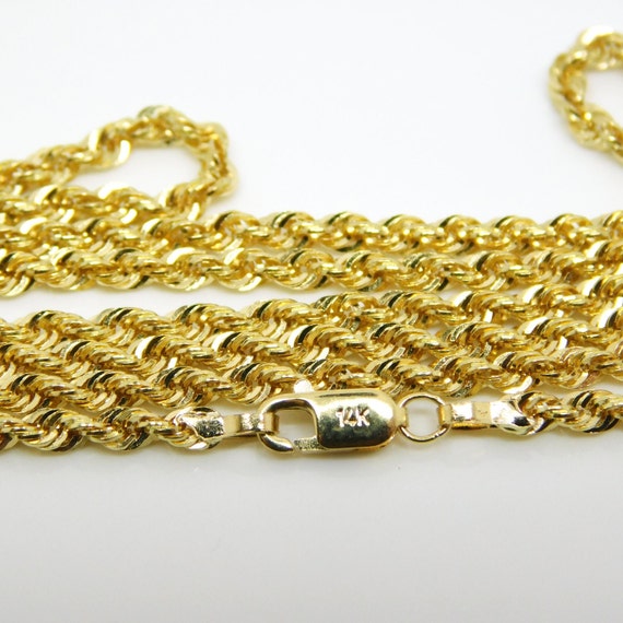 14K Yellow Gold 24" Rope Chain Necklace X7148 - image 3