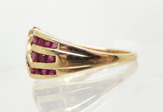 Vintage 10K Yellow Gold Ruby Statement Ring, Size… - image 6