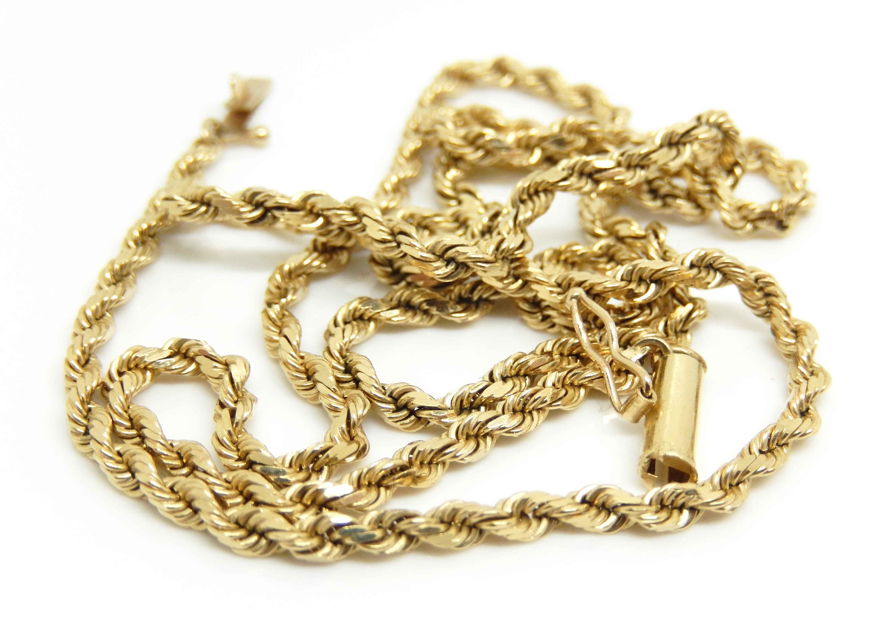 4mm Rope Solid Gold Barrel Lock Necklace | Uverly 10K / Yellow / 28