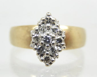 Vintage 14K Yellow Gold Diamond Cluster Engagement Ring Size 9 - X6621