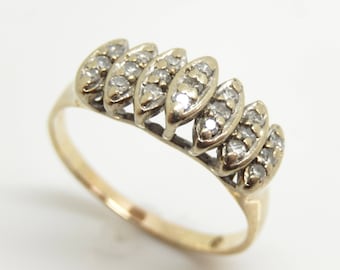 Vintage 14K Yellow Gold Diamond Pyramid Ring, Size 8 3/4 - X8575