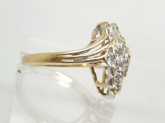 Vintage 10K Yellow Gold Diamond Bypass Ring, Size… - image 7