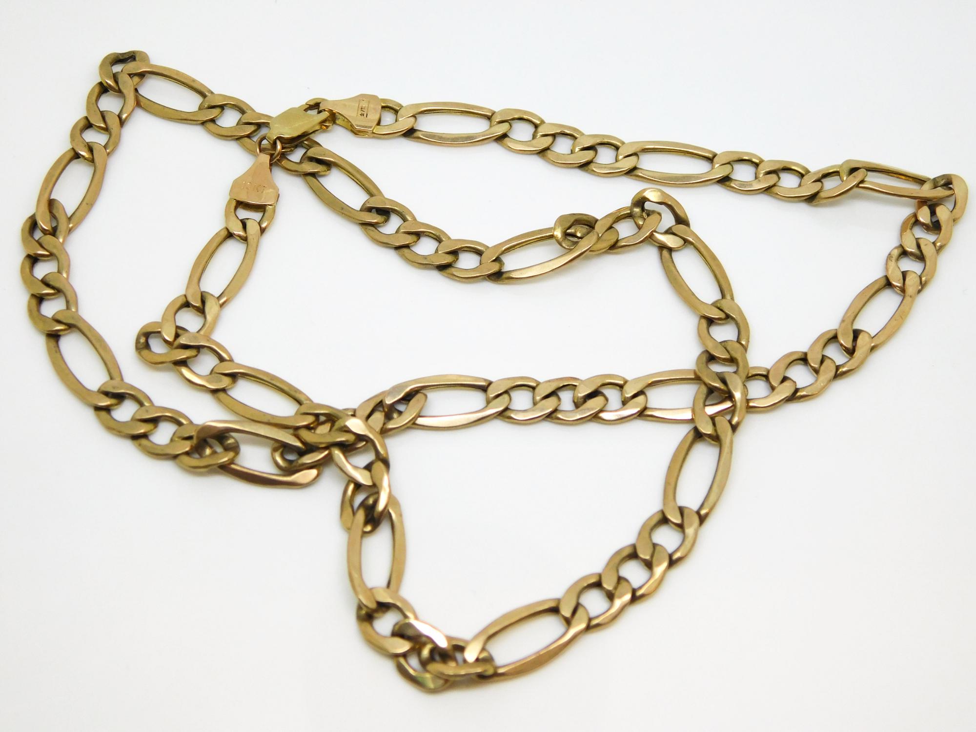 10K Yellow Gold Figaro Chain 22