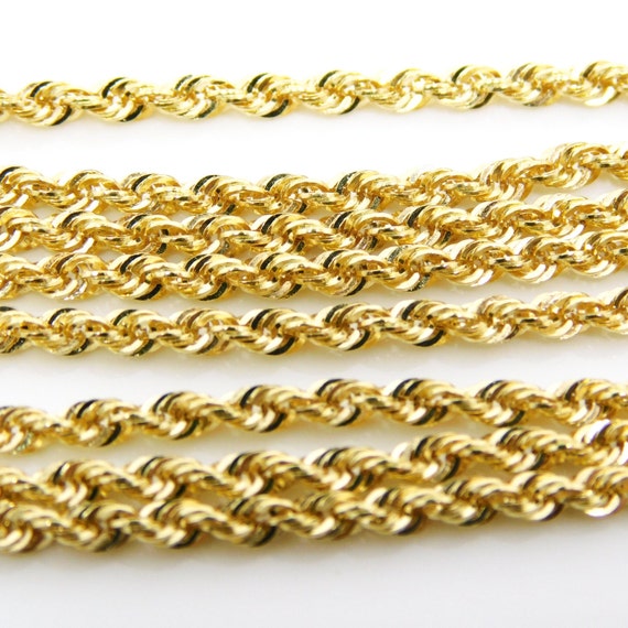 14K Yellow Gold 24" Rope Chain Necklace X7148 - image 5