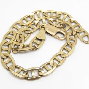 Vintage 10K Yellow Gold Italian Mariner Chain 8&quot; Bracelet - X8284