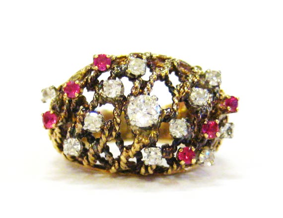 Ruby & Diamond Open Work 14K Ring Size 5 - X3254 - image 1