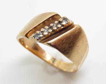 Vintage 10K Yellow Gold Diamond Statement Ring, Size 5 - X9190