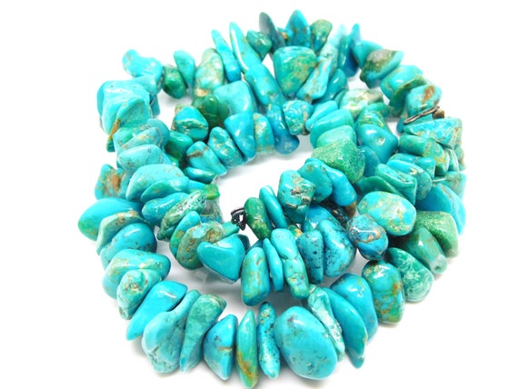 Chunky Turquoise Necklace 23" - X8755 - image 3