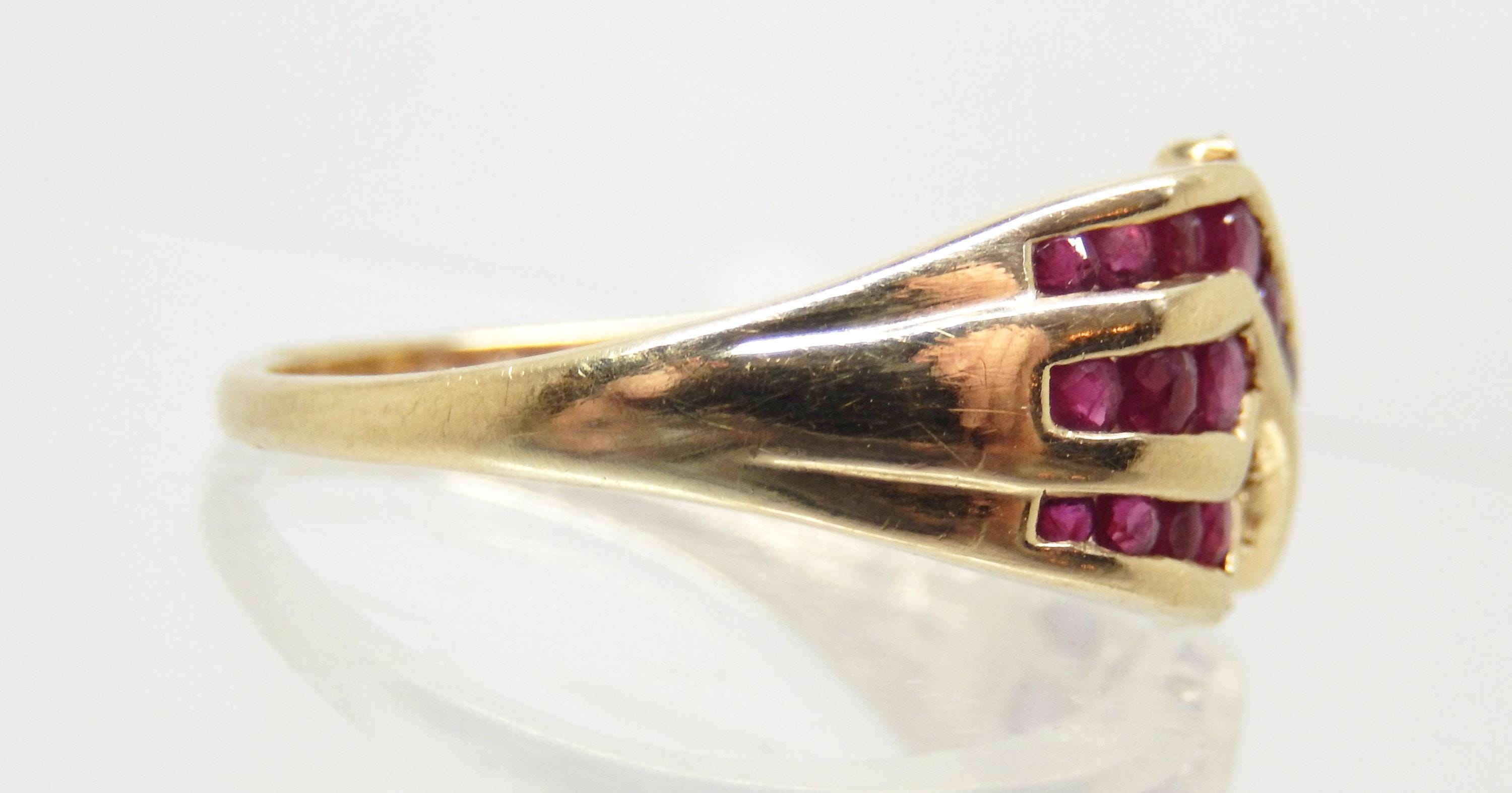 Vintage 10K Yellow Gold Ruby Statement Ring, Size 9 1/2 - X9634 - Etsy